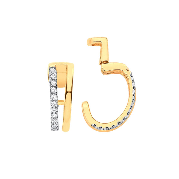 9ct Yellow gold 0.08ct single cuff earring Hanron Jewellery