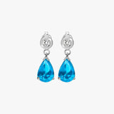 AQUAMARINE DROP EARRINGS IN 9K WHITE GOLD