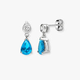 AQUAMARINE DROP EARRINGS IN 9K WHITE GOLD