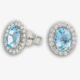 AQUAMARINE HALO STUD EARRINGS HEERA DIAMONDS