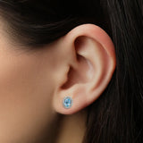 AQUAMARINE HALO STUD EARRINGS HEERA DIAMONDS