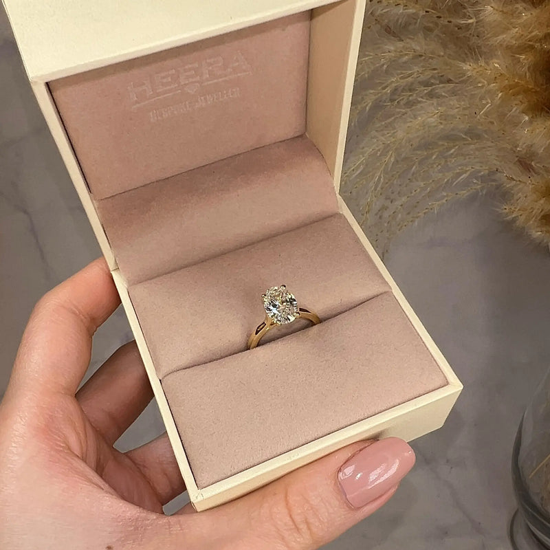 "Addison" Hidden Under Halo Oval Cut Diamond Yellow Gold Engagement Ring - HEERA DIAMONDS