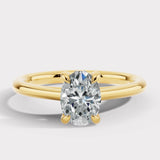 "Addison" Hidden Under Halo 2.50 Carat Oval Cut Diamond Yellow Gold Engagement Ring UHOC06 HEERA DIAMONDS