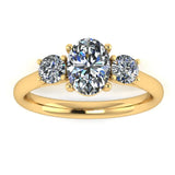 "Adelaide" Three Stone Oval and Round Brilliant Trilogy Diamond Engagement Ring 3SOC07 - HEERA DIAMONDS