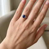 "Althea" 2.3 Carat Blue Sapphire Oval Cut Natural Diamond Shoulder Engagement Ring HR1738