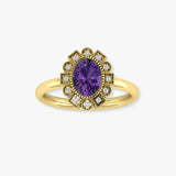 "Alvoriae" Amethyst 1.50 Carat Oval Cut Lab Grown Diamond Engagement Ring HLR1952