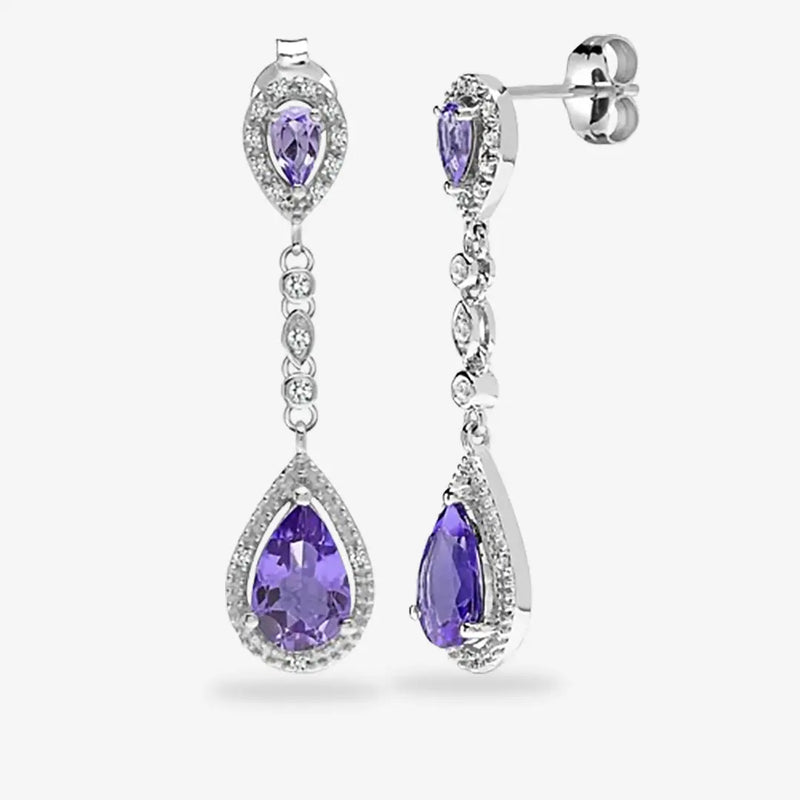Amethyst Drop Earrings in 9k White Gold HEERA DIAMONDS
