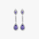 Amethyst Drop Earrings in 9k White Gold