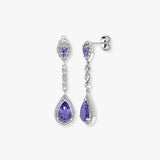Amethyst Drop Earrings in 9k White Gold