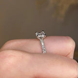 "Amina" Cushion Cut Diamond Scallop Set Diamond Band Engagement Ring DSCC02 - HEERA DIAMONDS