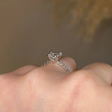 "Amina" Cushion Cut Diamond Scallop Set Diamond Band Engagement Ring DSCC02 - HEERA DIAMONDS