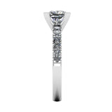 "Amina" Cushion Cut Diamond Scallop Set Diamond Band Engagement Ring DSCC02 - HEERA DIAMONDS