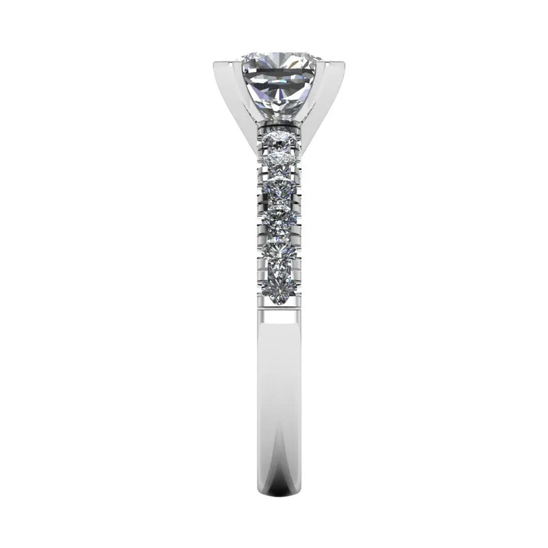 "Amina" Cushion Cut Diamond Scallop Set Diamond Band Engagement Ring DSCC02 - HEERA DIAMONDS