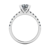 "Amina" Cushion Cut Diamond Scallop Set Diamond Band Engagement Ring DSCC02 - HEERA DIAMONDS