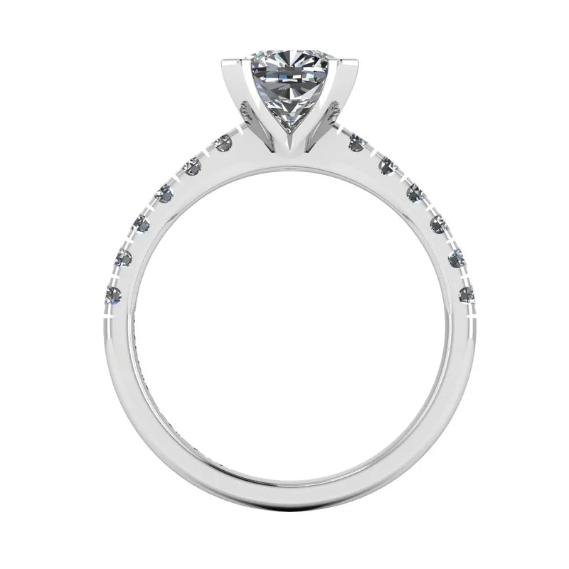 "Amina" Cushion Cut Diamond Scallop Set Diamond Band Engagement Ring DSCC02 - HEERA DIAMONDS