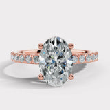 "Angy" 3 Carat Oval Cut Diamond Pave Set Diamond Shoulders Engagement Ring HEERA DIAMONDS