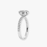 "Angy" 3 Carat Oval Cut Diamond Pave Set Diamond Shoulders Engagement Ring