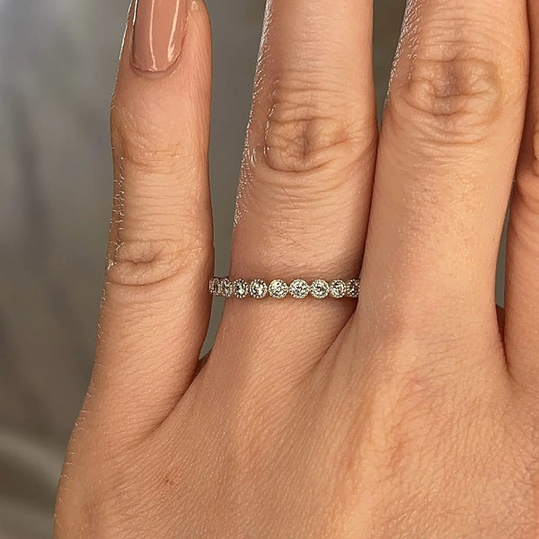 "Anja" Mini Bubbles Round Pattern Diamond Half Eternity Ring ET77 - HEERA DIAMONDS