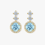 Aquamarine 1.10 Carat Round Shape Halo Lab Grown Diamond Drop Earrings E1RBA