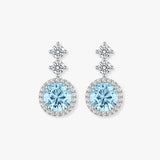 Aquamarine 1.10 Carat Round Shape Halo Lab Grown Diamond Drop Earrings E1RBA