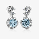 Aquamarine 1.10 Carat Round Shape Halo Natural Diamond Drop Earrings E1RBA HEERA GOLD