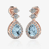 Aquamarine 1.30 Carat Pear Shape Halo Lab Grown Diamond Drop Earrings E1PSA HEERA GOLD