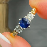 "Ardenza" 0.60 Carat Round Cut Blue Sapphire Natural Diamond Trilogy Shoulder Engagement Ring MSR380