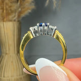 "Ardenza" 0.60 Carat Round Cut Blue Sapphire Natural Diamond Trilogy Shoulder Engagement Ring MSR380