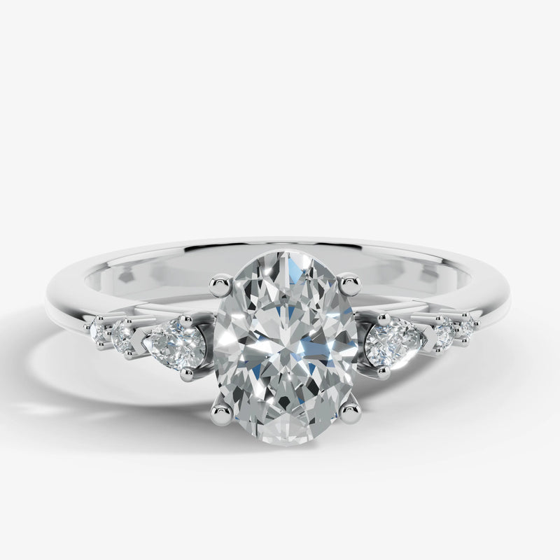 "Arianna" 2 Carat Oval Cut Diamond Shoulders Engagement Ring HEERA DIAMONDS