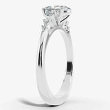 "Arianna" 2 Carat Oval Cut Diamond Shoulders Engagement Ring Render- Side View