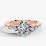 "Arianna" Oval Cut Diamond Shoulders Engagement Ring- Rose Gold