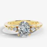 "Arianna" Oval Cut Diamond Shoulders Engagement Ring- Yellow Gold