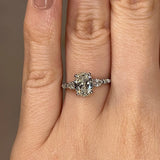 "Arianna" Oval Cut Diamond Shoulders Engagement Ring Life Style- Top View