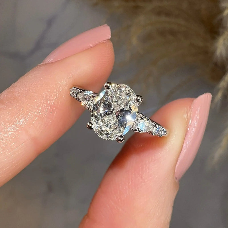 "Arianna" Oval Cut Diamond Shoulders Engagement Ring - HEERA DIAMONDS