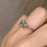 "Arianna" Oval Cut Diamond Shoulders Engagement Ring Life Style- Side View2
