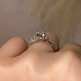 "Arianna" Oval Cut Diamond Shoulders Engagement Ring  Life Style- Side View4
