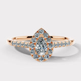 "Arlet" 1 Carat Halo Pear Cut Diamond Shoulder Engagement Ring HAPS06 HEERA DIAMONDS