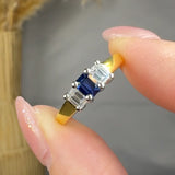 "Armonelle" 0.53 Carat Emerald Cut Natural Diamond Trilogy Engagement Ring MSR652