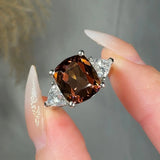 "Arvessa" Pink Tourmaline 5.77 Carat Cushion Cut Diamond Trilogy Engagement Ring HLR54 HEERA DIAMONDS