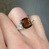 "Arvessa" Pink Tourmaline 5.77 Carat Cushion Cut Diamond Trilogy Engagement Ring HLR54 HEERA DIAMONDS