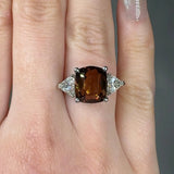 "Arvessa" Pink Tourmaline 5.77 Carat Cushion Cut Diamond Trilogy Engagement Ring HLR54 HEERA DIAMONDS
