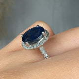 "Arvion" Blue Sapphire 3.4 Carat Oval Cut Diamond Shoulder Engagement Ring HM1469 HEERA DIAMONDS