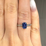 "Arzoya" Blue Sapphire 1.15 Carat Emerald Cut Natural Diamond Shoulder Engagement Ring HR1253 HEERA DIAMONDS