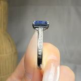 "Arzoya" Blue Sapphire 1.15 Carat Emerald Cut Natural Diamond Shoulder Engagement Ring HR1253 HEERA DIAMONDS