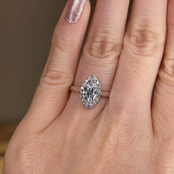 "Ashley" Halo Marquise Cut Engagement Ring HAMC02 - HEERA DIAMONDS