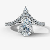 "Aster" Pear Cut 2.5 Carat Diamond Shoulder Platinum Engagement Ring HEERA DIAMONDS