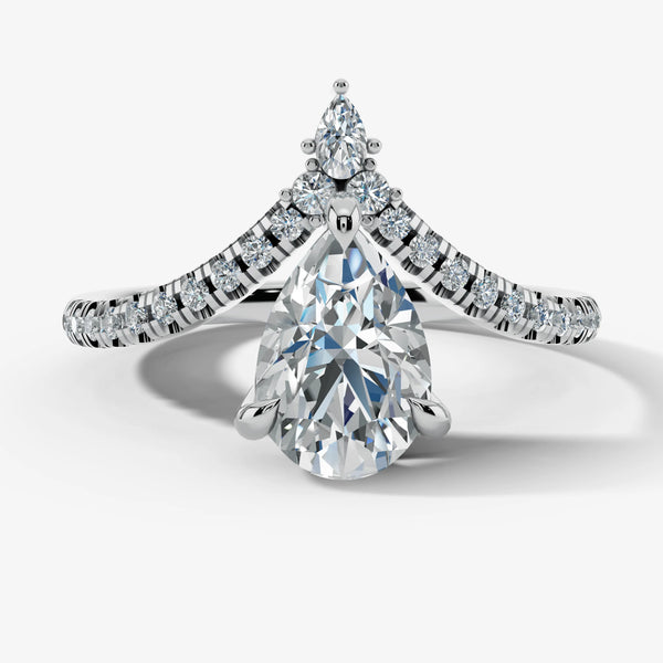 "Aster" Pear Cut 2.5 Carat Diamond Shoulder Platinum Engagement Ring HEERA DIAMONDS