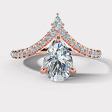 "Aster" Pear Cut 2.5 Carat Diamond Shoulder Platinum Engagement Ring HEERA DIAMONDS