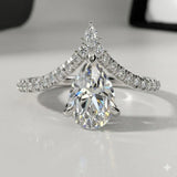 "Aster" Pear Cut 2.5 Carat Diamond Shoulder Platinum Engagement Ring