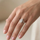 "Aster" Pear Cut 2.5 Carat Diamond Shoulder Platinum Engagement Ring